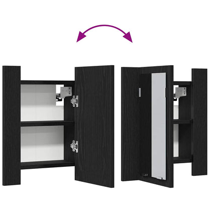 LED Bathroom Mirror Cabinet Black Oak 40x12x45 cm Engineered Wood