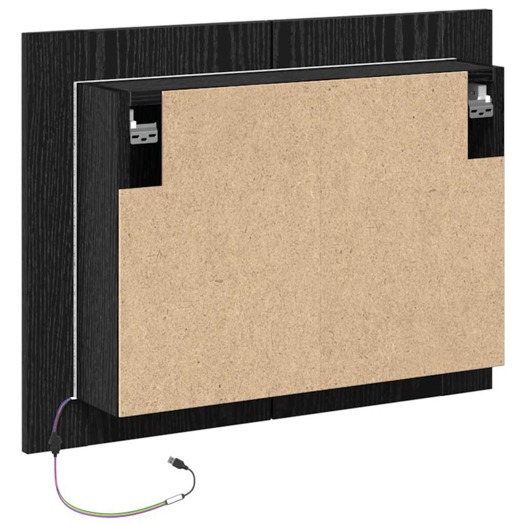 Bathroom Mirror Cabinet with Shelf Black Oak 60 x 12 x 45 cm