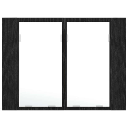 Bathroom Mirror Cabinet with Shelf Black Oak 60 x 12 x 45 cm