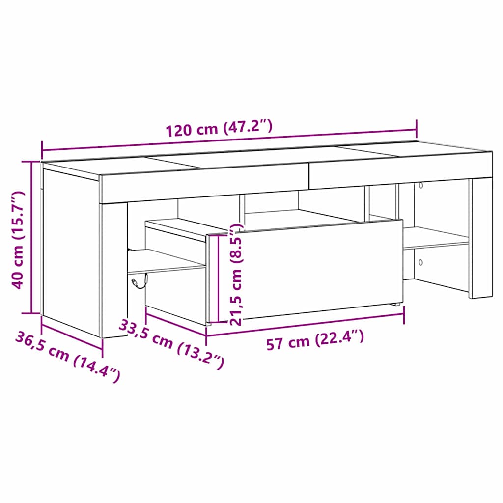 TV Cabinet Black Oak 120 x 35 x 40 cm Engineered Wood