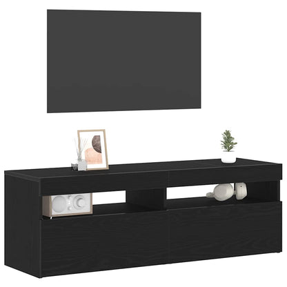 TV Cabinet with LED Black Oak 120 x 35 x 40 cm Engineered Wood