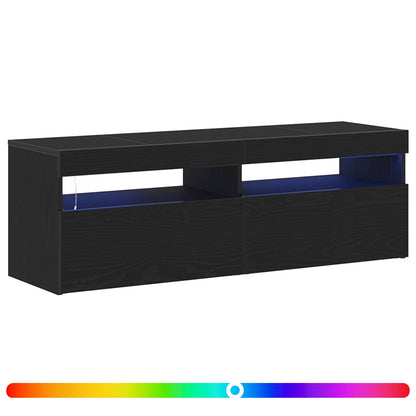 TV Cabinet with LED Black Oak 120 x 35 x 40 cm Engineered Wood