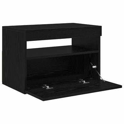 TV Cabinet with LED Black Oak 60 x 35 x 40 cm Engineered Wood