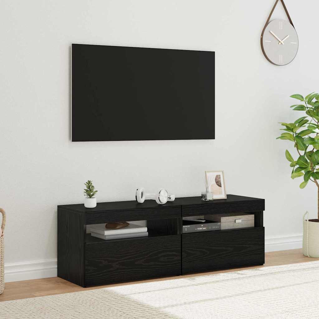 TV Cabinet 2 pcs Black Oak 60 x 35 x 40 cm Engineered Wood