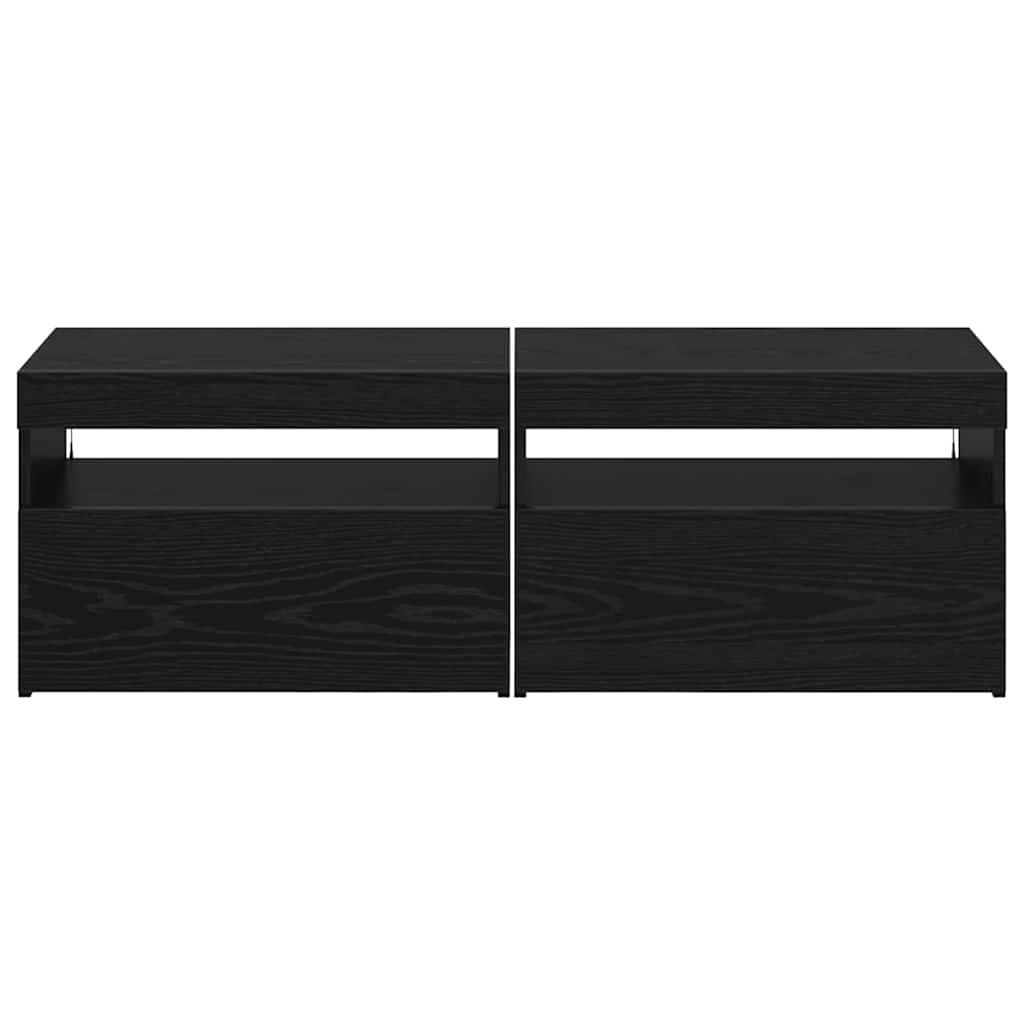 TV Cabinet 2 pcs Black Oak 60 x 35 x 40 cm Engineered Wood