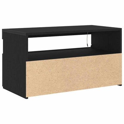 TV Cabinet with LED Black Oak 75 x 35 x 40 cm Engineered Wood