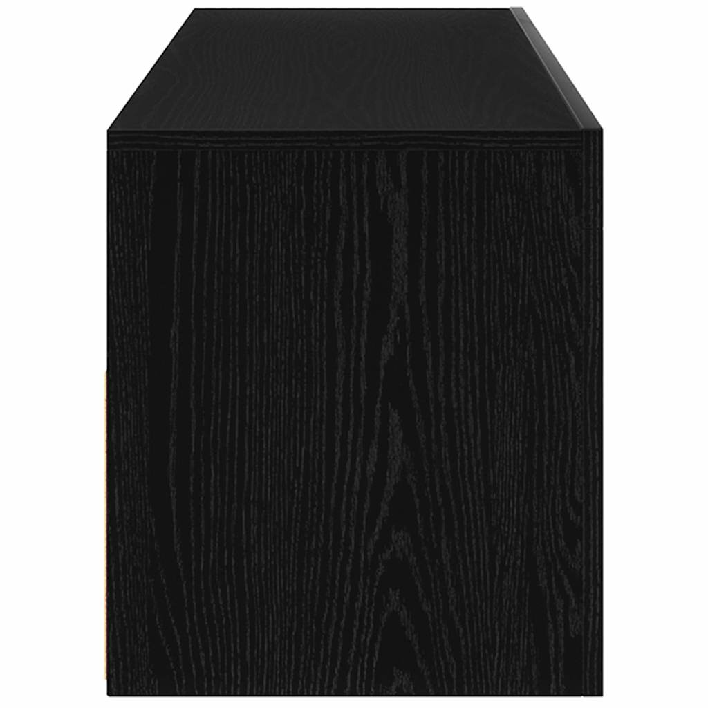 TV Cabinet with LED Black Oak 75 x 35 x 40 cm Engineered Wood