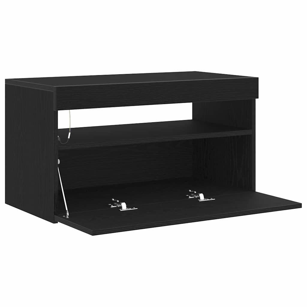 TV Cabinet 2 pcs Black Oak 75 x 35 x 40 cm Engineered Wood