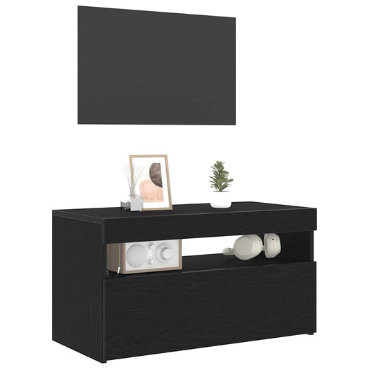 TV Cabinet 2 pcs Black Oak 75 x 35 x 40 cm Engineered Wood