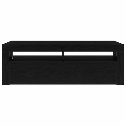 TV Cabinet with LED Black Oak 120 x 35 x 40 cm Engineered Wood