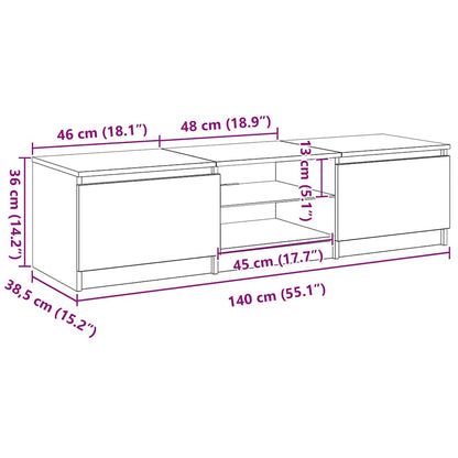 TV Cabinet Black Oak 140 x 38.5 x 36 cm Engineered Wood