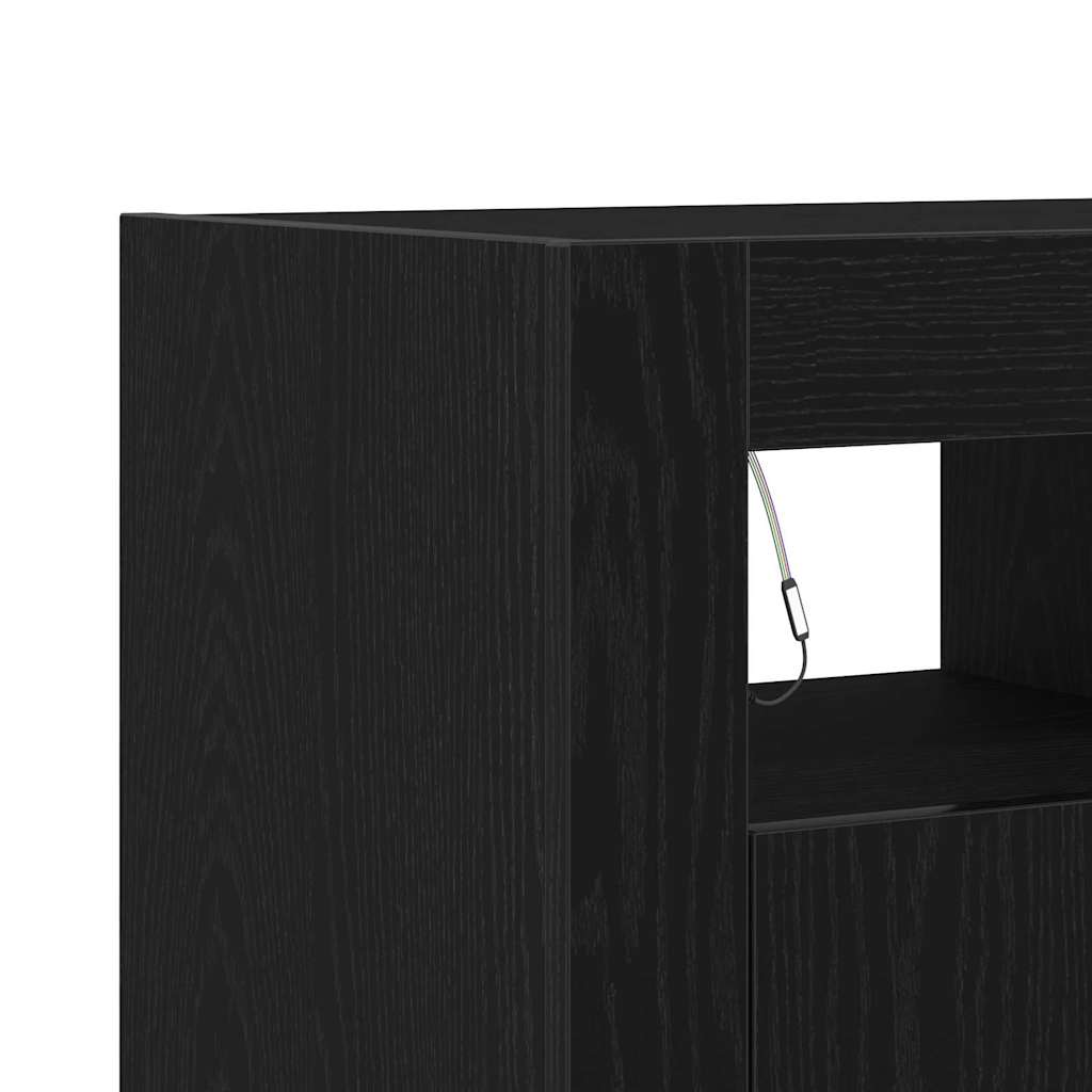 Sideboard Black Oak 80 x 35 x 75 cm Engineered Wood