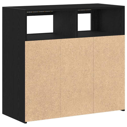 Sideboard Black Oak 80 x 35 x 75 cm Engineered Wood