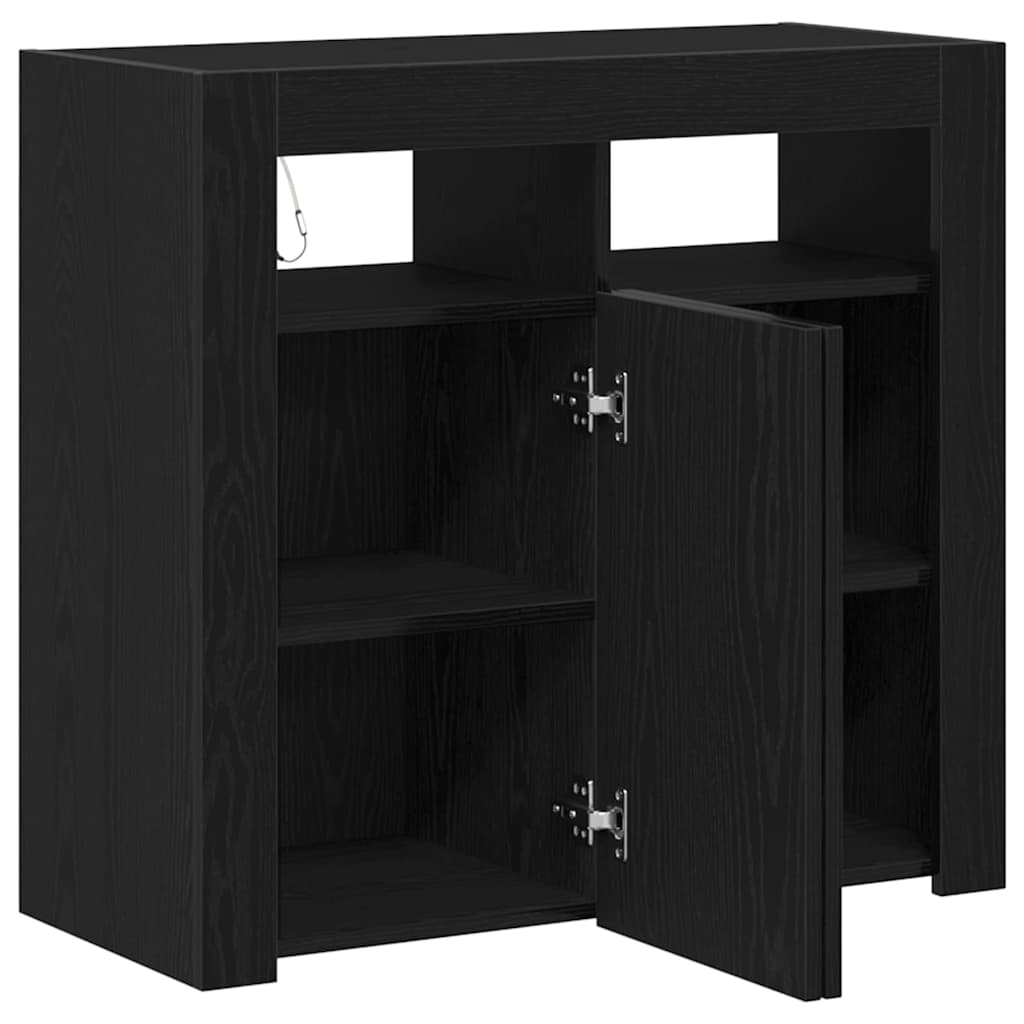 Sideboard Black Oak 80 x 35 x 75 cm Engineered Wood