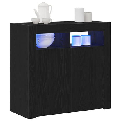 Sideboard Black Oak 80 x 35 x 75 cm Engineered Wood