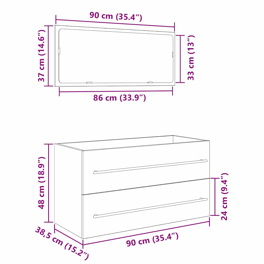 Sink Cabinet Black Oak 90 x 45 x 1.5 cm Engineered wood