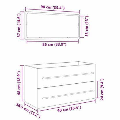 Sink Cabinet Black Oak 90 x 45 x 1.5 cm Engineered wood