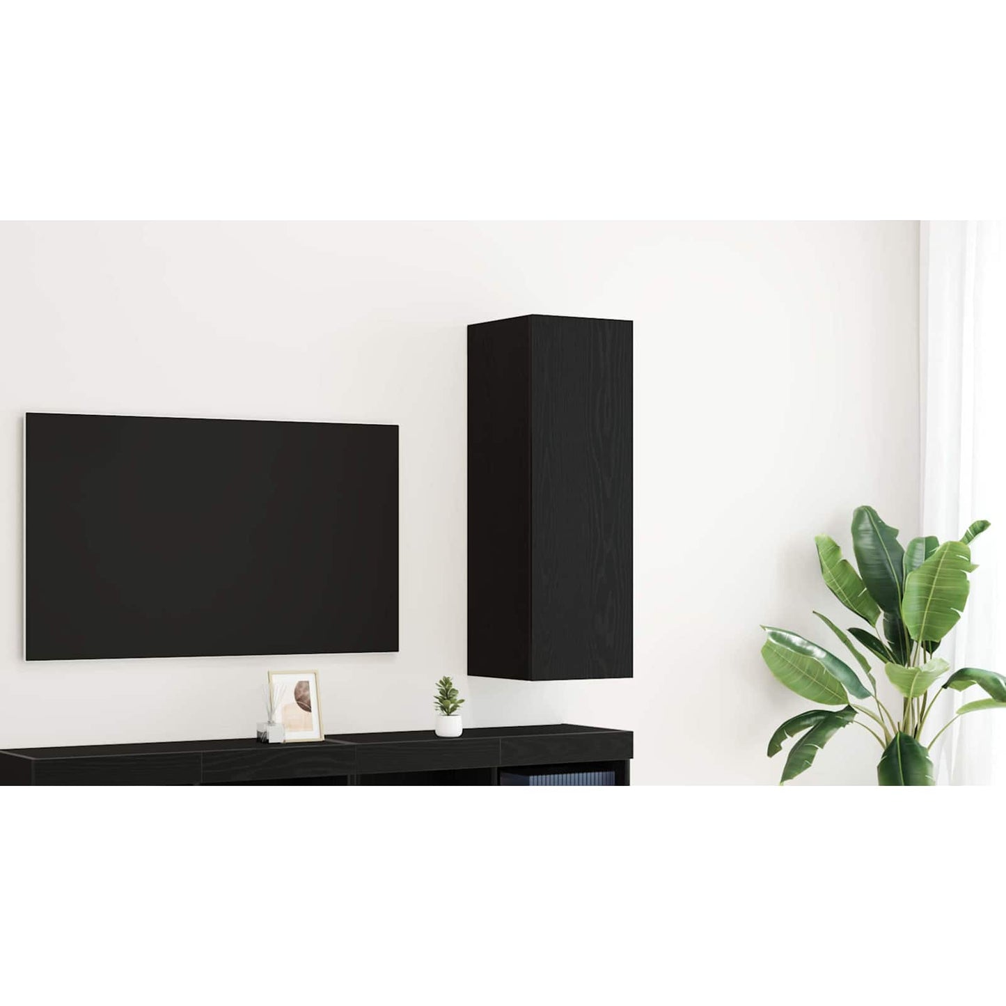 Wall TV Cabinet Black Oak 30.5 x 30 x 90 cm Engineered Wood