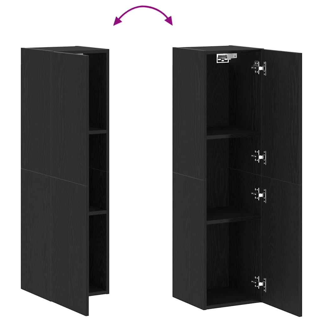 Wall TV Cabinet Black Oak 30.5 x 30 x 110 cm Engineered Wood