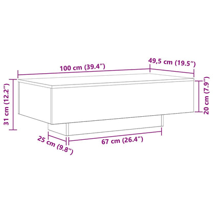 Coffee Table Black Oak 100 x 49.5 x 31 cm Engineered Wood