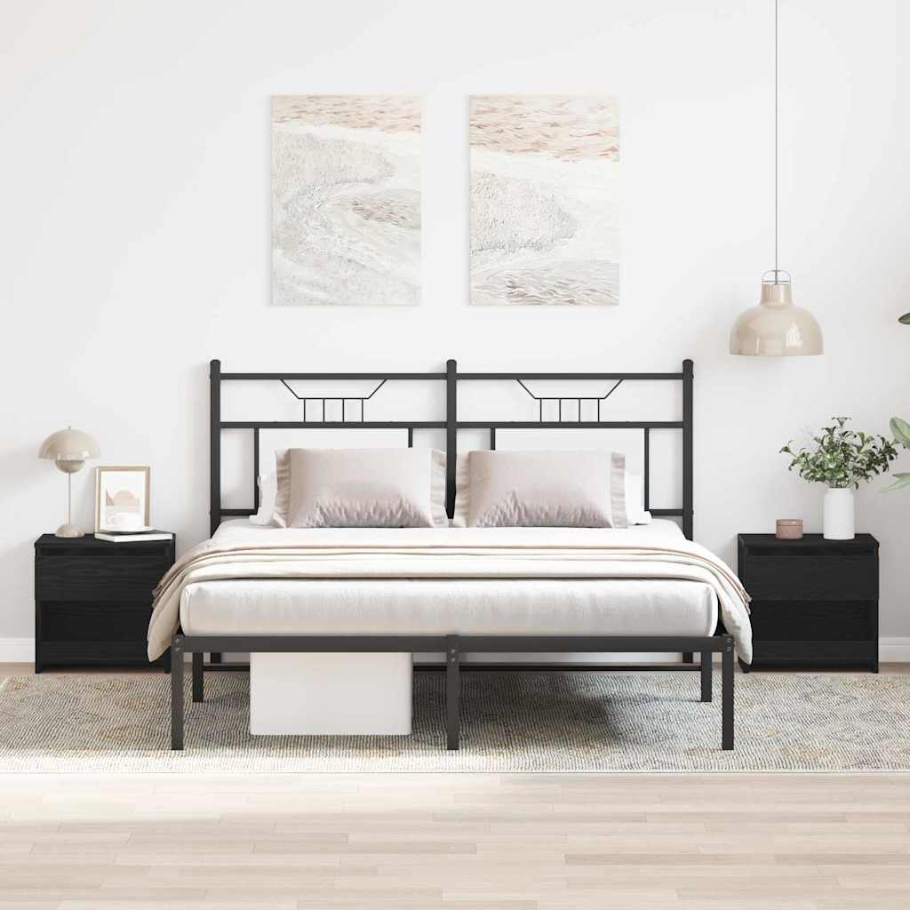 Bedside Cabinet 2 pcs Black Oak 40 x 30 x 39 cm Engineered Wood