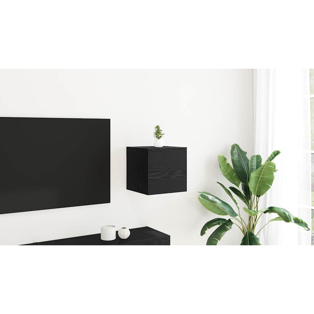 Wall Mounted TV Cabinet Black Oak 30.5 x 30 x 30 cm
