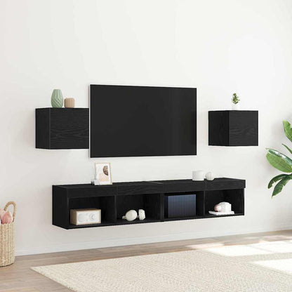 Wall Mounted TV Cabinet 2 pcs Black Oak 30.5 x 30 x 30 cm