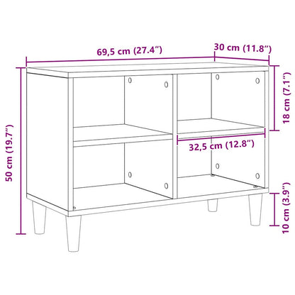TV Cabinet Black Oak 69.5 x 30 x 50 cm Engineered Wood