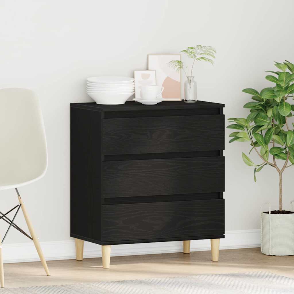 Sideboard with Drawer Black Oak 60 x 35 x 70 cm Engineered Wood