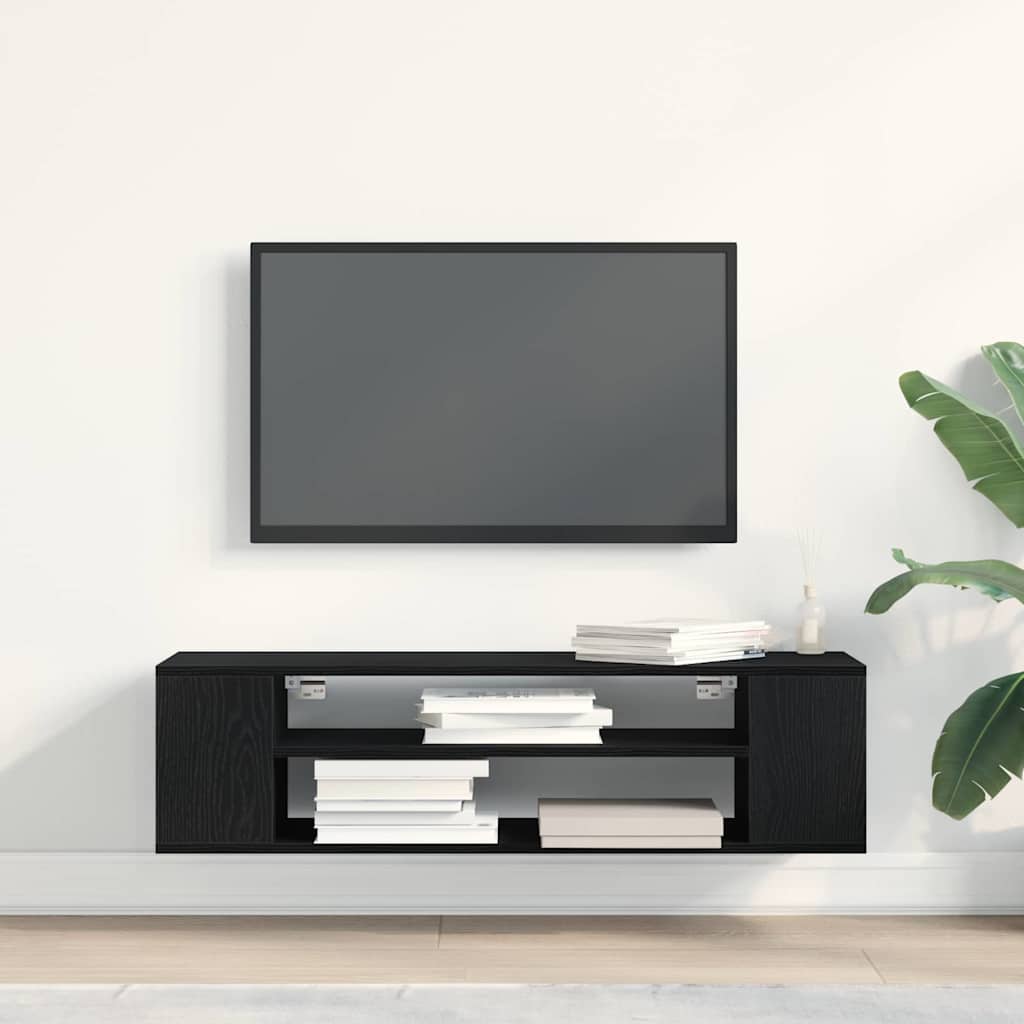 TV Cabinet Black Oak 100 x 30 x 26.5 cm Engineered Wood
