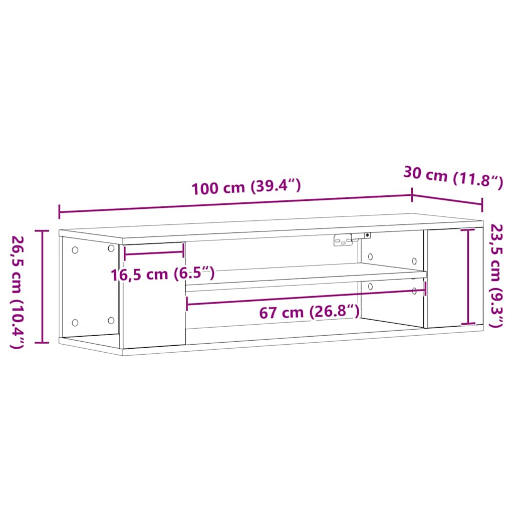 TV Cabinet Black Oak 100 x 30 x 26.5 cm Engineered Wood