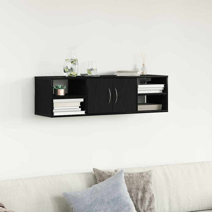 Wall Shelf with Door Black Oak 102 x 30 x 29 cm Engineered Wood