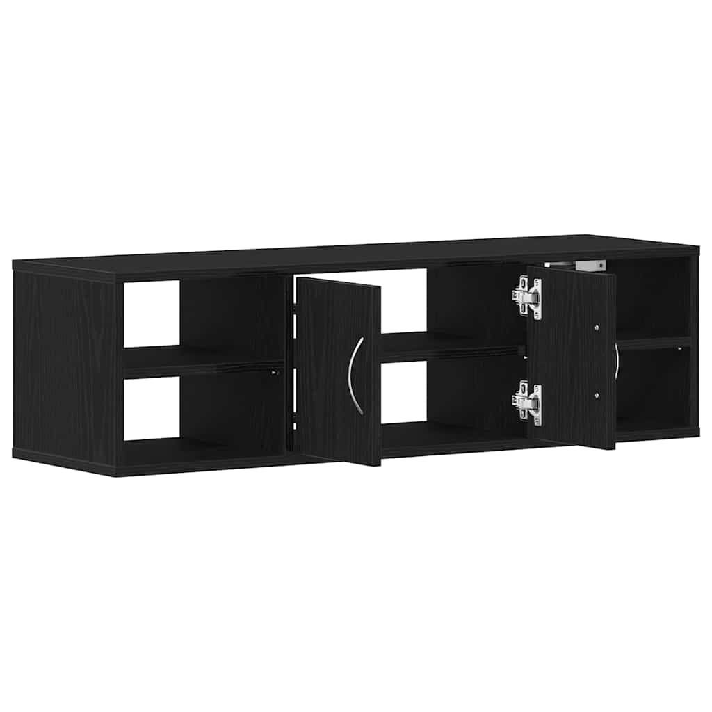 Wall Shelf with Door Black Oak 102 x 30 x 29 cm Engineered Wood