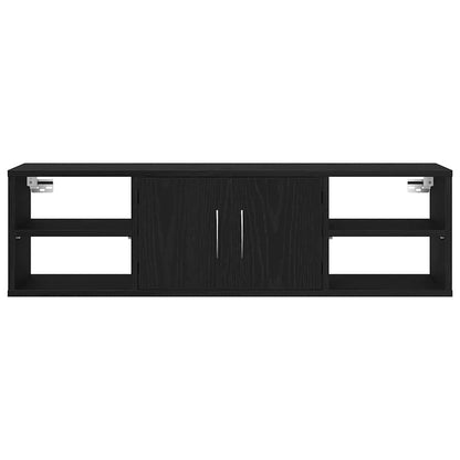 Wall Shelf with Door Black Oak 102 x 30 x 29 cm Engineered Wood