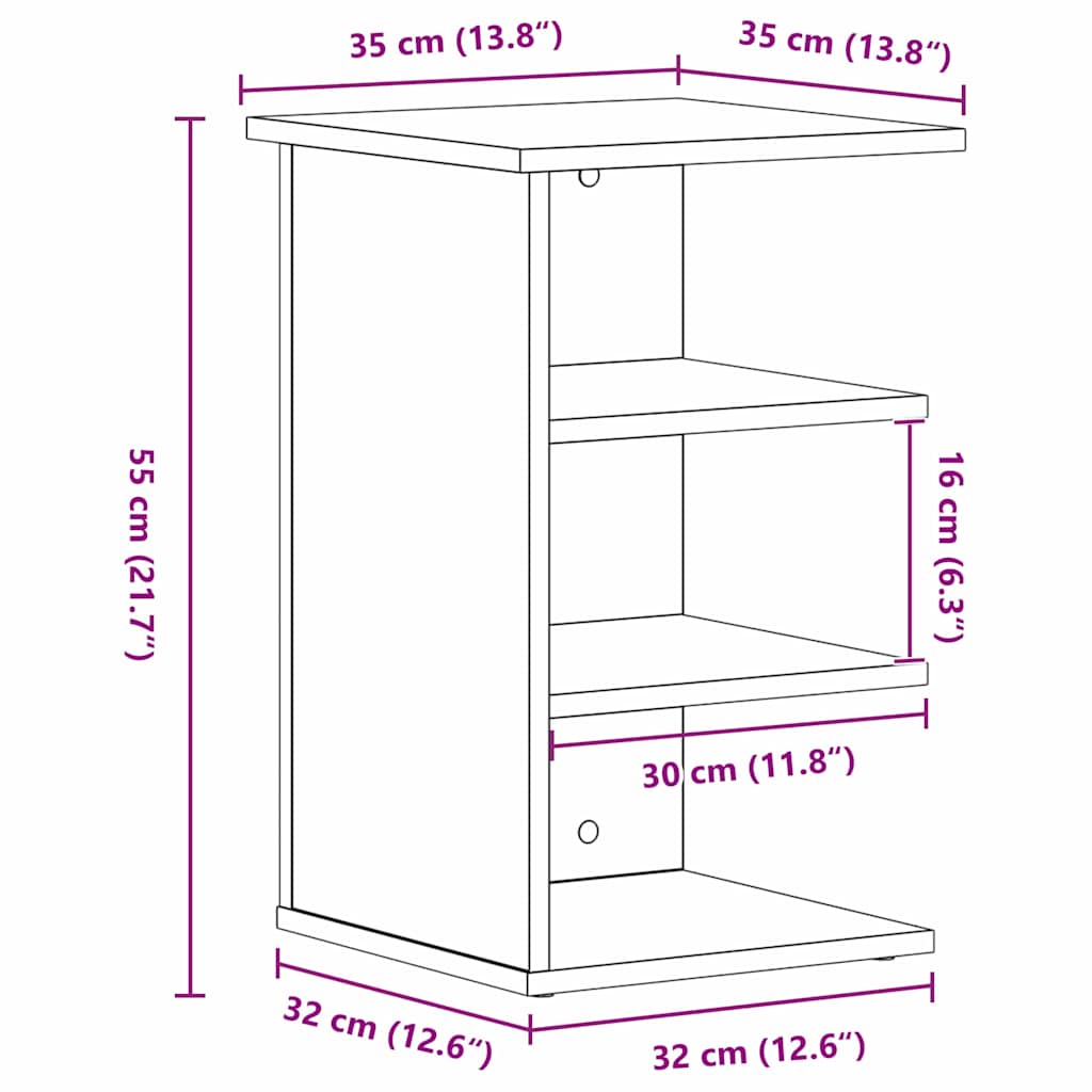 Side Cabinet Black Oak 35 x 35 x 55 cm Engineered Wood