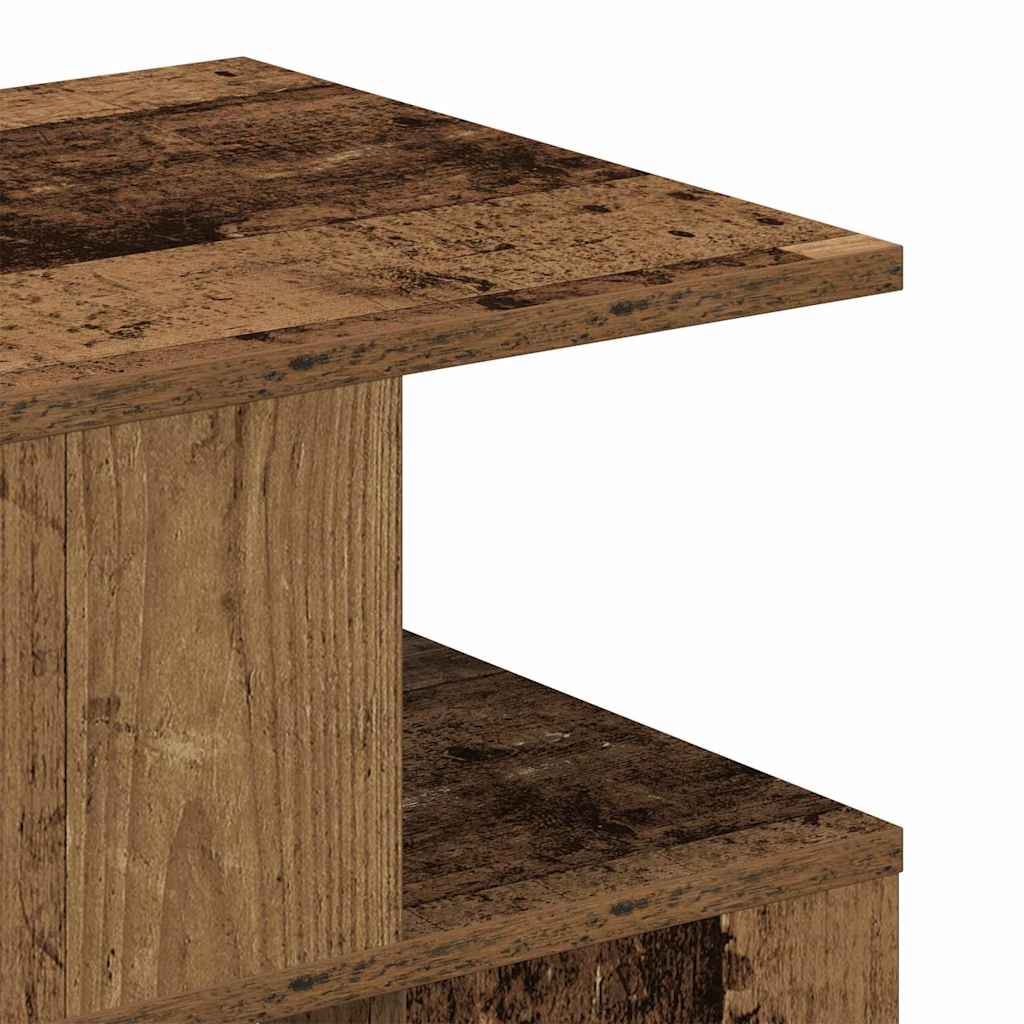 Side Table with Shelf Old Wood 30 x 30 x 55 cm Engineered Wood