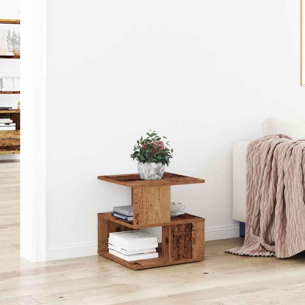 Side Table with Shelf Old Wood 30 x 30 x 55 cm Engineered Wood