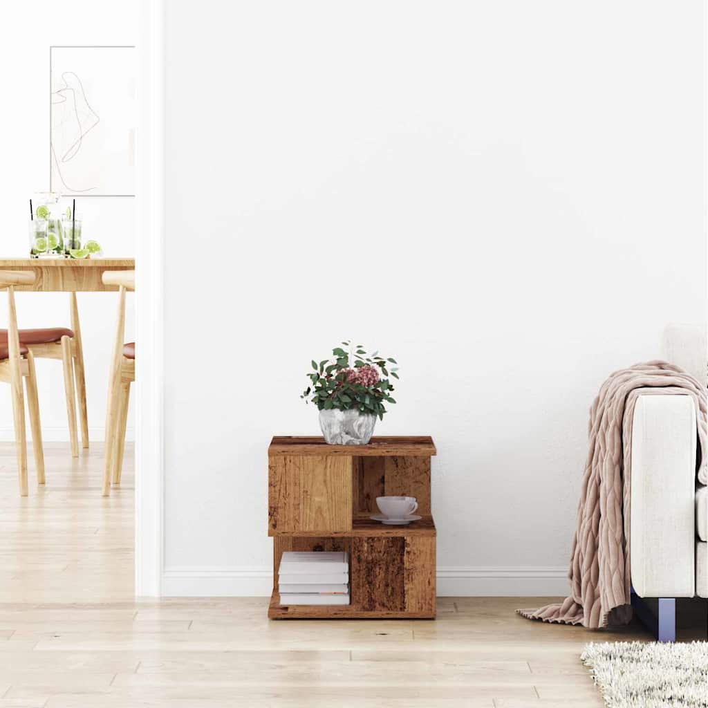 Side Table with Shelf Old Wood 30 x 30 x 55 cm Engineered Wood