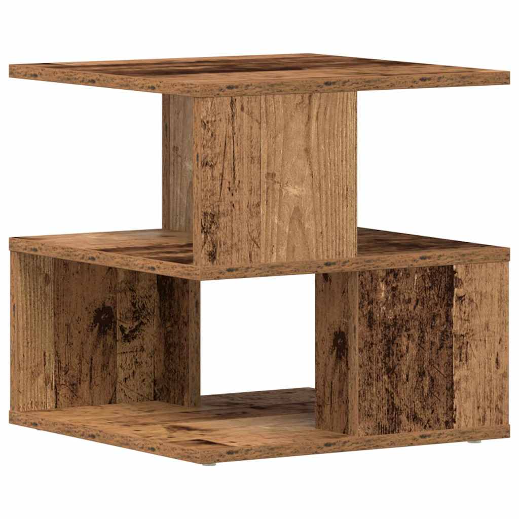Side Table with Shelf Old Wood 30 x 30 x 55 cm Engineered Wood