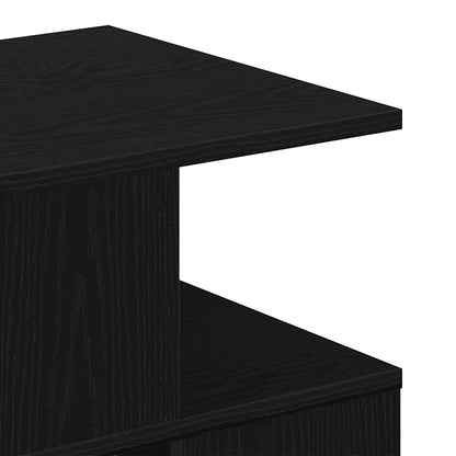 Side Table with Shelf Black Oak 30 x 30 x 55 cm Engineered Wood