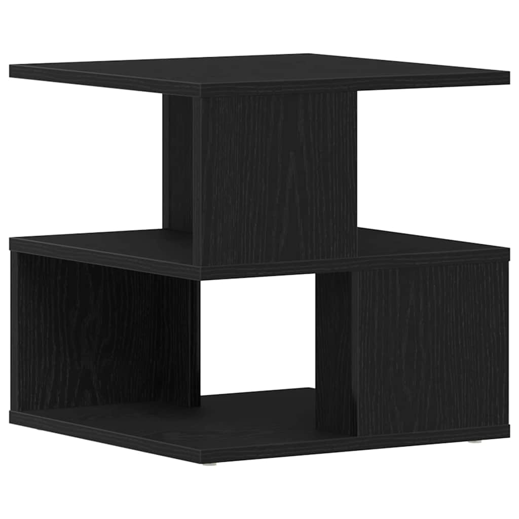 Side Table with Shelf Black Oak 30 x 30 x 55 cm Engineered Wood
