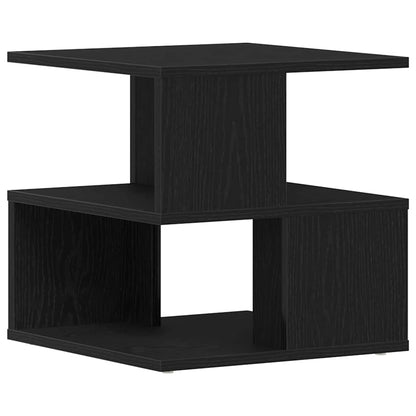 Side Table with Shelf Black Oak 30 x 30 x 55 cm Engineered Wood