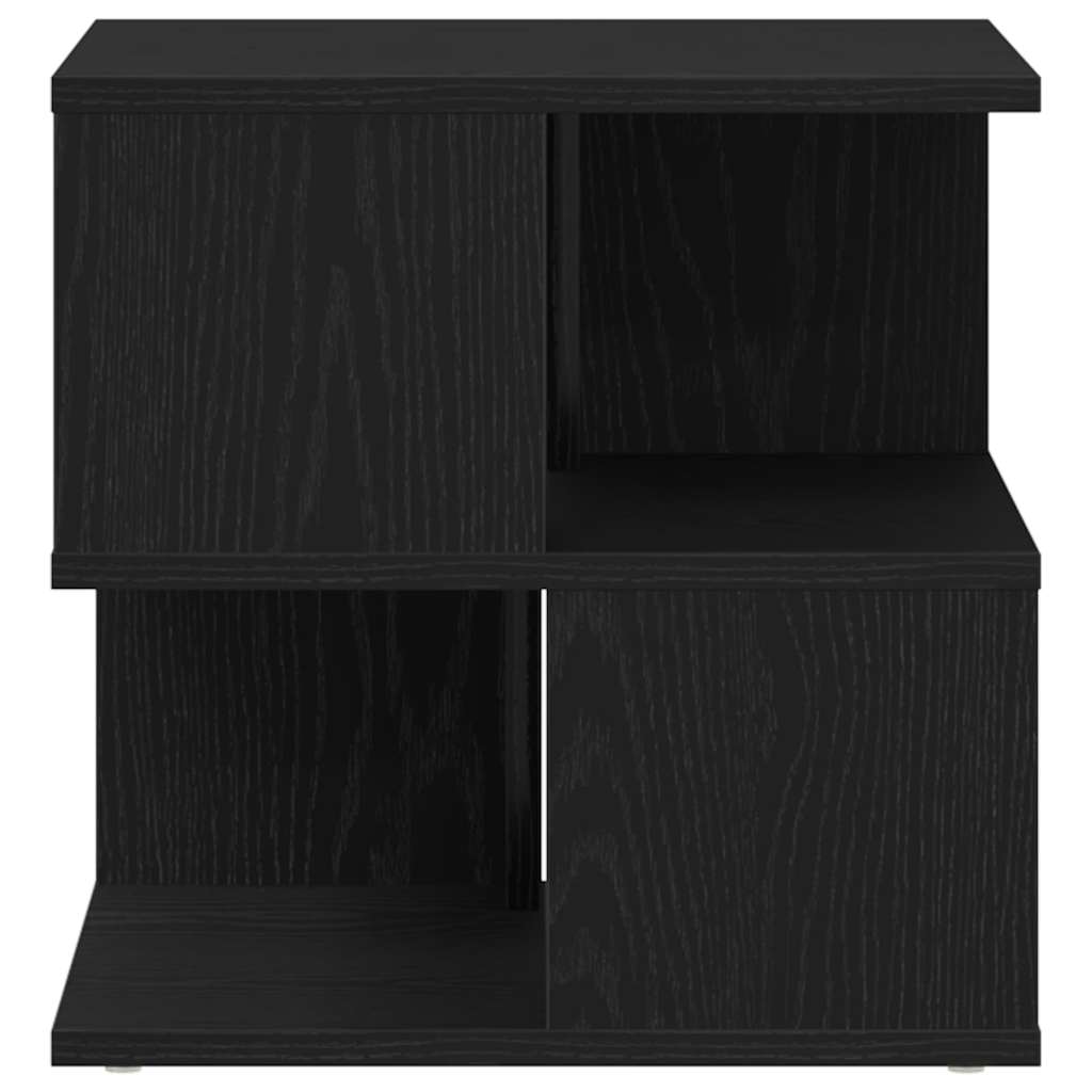 Side Table with Shelf Black Oak 30 x 30 x 55 cm Engineered Wood