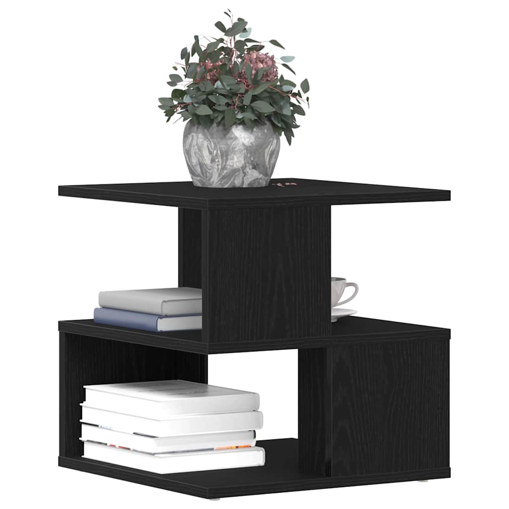 Side Table with Shelf Black Oak 30 x 30 x 55 cm Engineered Wood