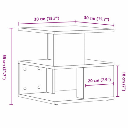 Side Table with Shelf Black Oak 30 x 30 x 55 cm Engineered Wood
