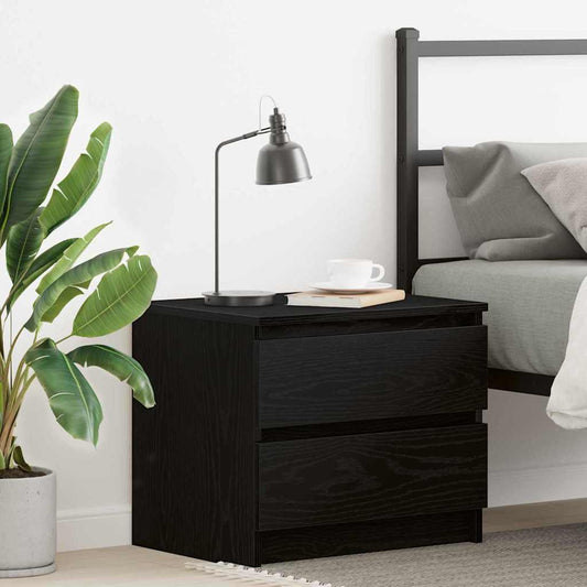 Bedside Cabinet Black Oak 50 x 40 x 43.5 cm Engineered Wood