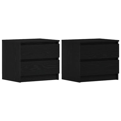 Bedside Cabinet with Drawer 2 pcs Black Oak 50 x 40 x 43.5 cm