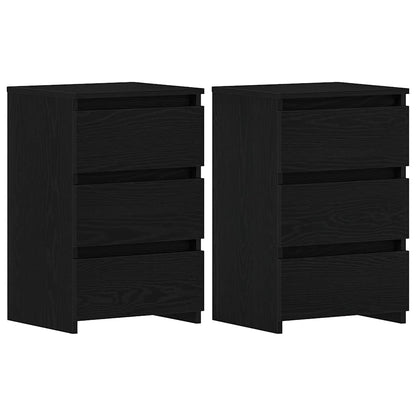 Bedside Cabinet with Drawer 2 pcs Black Oak 40 x 35 x 62.5 cm