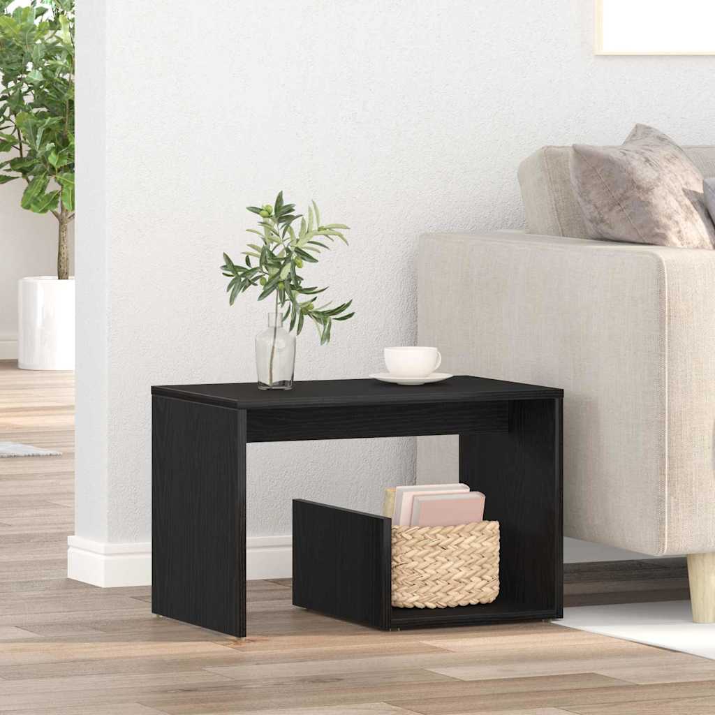 Side Table Black Oak 59 x 36 x 38 cm Engineered Wood