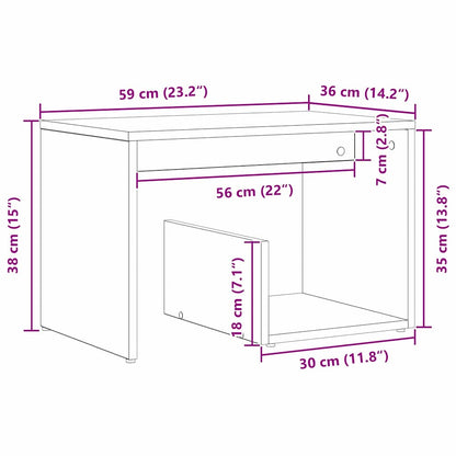 Side Table Black Oak 59 x 36 x 38 cm Engineered Wood